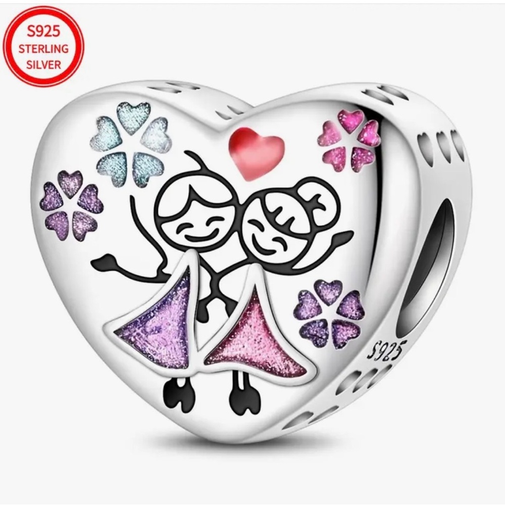 💕 STERLING SILVER BEST FRIENDS SISTERS MOTHER DAUGHTER HEART BRACELET CHARM